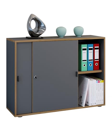 VCM Büroschrank mit 2 Fächern | moderner Aktenschrank mit Schiebetüren | Maße ca. H. 74 x B. 100 x T. 37 cm– Salia 2-Fach von VCM
