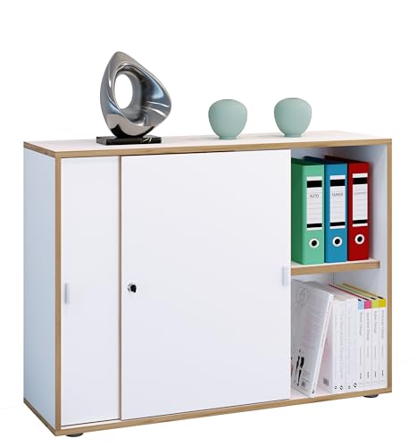 VCM Büroschrank mit 2 Fächern | moderner Aktenschrank mit Schiebetüren | Maße ca. H. 74 x B. 100 x T. 37 cm– Salia 2-Fach von VCM
