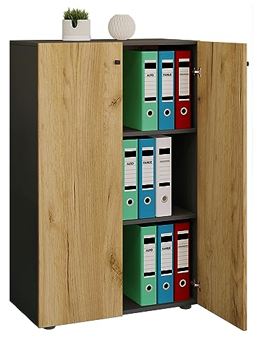 VCM Büroschrank mit 3 Fächern | moderner Aktenschrank mit Drehtüren | Maße ca. B. 70 x H. 110 x T. 40 cm – Lona 3-Fach VCM Büroschrank mit 3 Fächern | moderner Aktenschrank mit Drehtüren | Maße ca. B. 70 x H. 110 x T. 40 cm – Lona 3-Fach von VCM