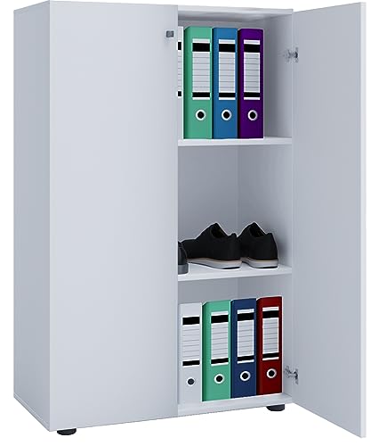 VCM Büroschrank mit 3 Fächern | moderner Aktenschrank mit Drehtüren | Maße ca. B. 70 x H. 110 x T. 40 cm – Lona 3-Fach von VCM