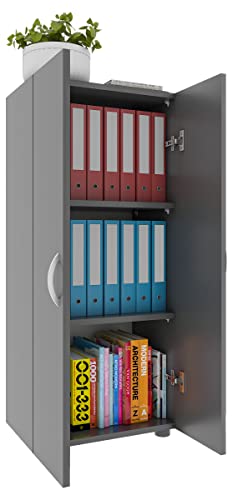 VCM Büroschrank mit 3 Fächern | moderner Aktenschrank mit Drehtüren | Maße ca. H. 108 x B. 49 x T. 34 cm – Ulas 3-Fach von VCM