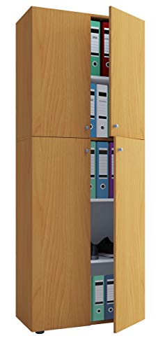 VCM Büroschrank mit 5 Fächern | moderner Aktenschrank mit Drehtüren | Maße ca. B. 70 x H. 184 x T. 40 cm – Lona 5-Fach von VCM