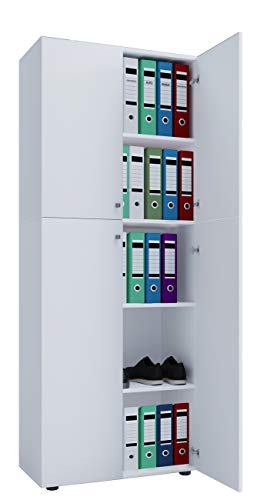 VCM Büroschrank mit 5 Fächern | moderner Aktenschrank mit Drehtüren | Maße ca. B. 70 x H. 184 x T. 40 cm – Lona 5-Fach von VCM