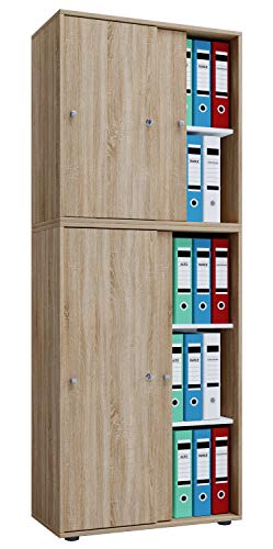 VCM Büroschrank mit 5 Fächern | moderner Aktenschrank mit Schiebetüren | Maße ca. B. 70 x H. 184 x T. 37 cm – Lona 5-Fach VCM Büroschrank mit 5 Fächern | moderner Aktenschrank mit Schiebetüren | Maße ca. B. 70 x H. 184 x T. 37 cm – Lona 5-Fach von VCM