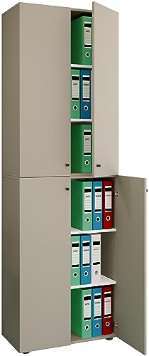 VCM Büroschrank mit 6 Fächern | moderner Aktenschrank mit Drehtüren | Maße ca. H. 220 x B. 70 x T. 40cm – Lona 6-Fach von VCM