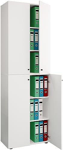 VCM Büroschrank mit 6 Fächern | moderner Aktenschrank mit Drehtüren | Maße ca. H. 220 x B. 70 x T. 40cm – Lona 6-Fach von VCM