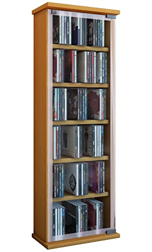 VCM CD Regal Holz | CD Schrank mit ESG-Sicherheitsglastüren für 204 CDs oder 72 DVDs | Maße: H. 92 x B. 31 x T. 18 cm | Blu ray Regal | CD Regal - Classic VCM CD Regal Holz | CD Schrank mit ESG-Sicherheitsglastüren für 204 CDs oder 72 DVDs | Maße: H. 92 x B. 31 x T. 18 cm | Blu ray Regal | CD Regal - Classic von VCM