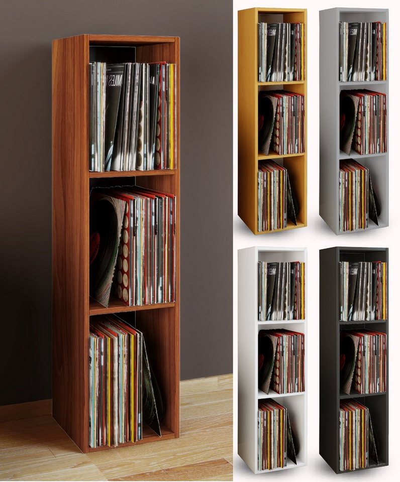 VCM CD-Regal Holz Schallplatten LP Stand Regal Platto 3fach, 1-tlg. von VCM