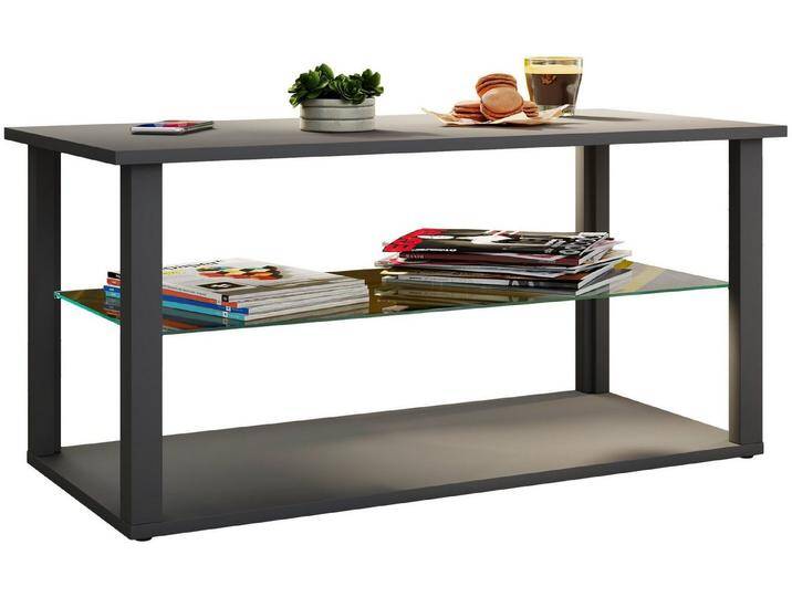 VCM Couchtisch Holz Sofatisch Couchtisch Glas Tisch Wanilo L, schwarz, Anthrazit von VCM