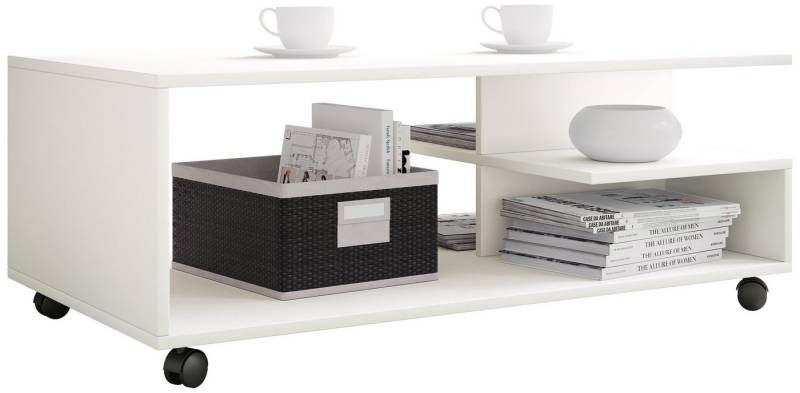 VCM Couchtisch Holz Sofatisch Couchtisch Rollen rollbar Stango XL von VCM
