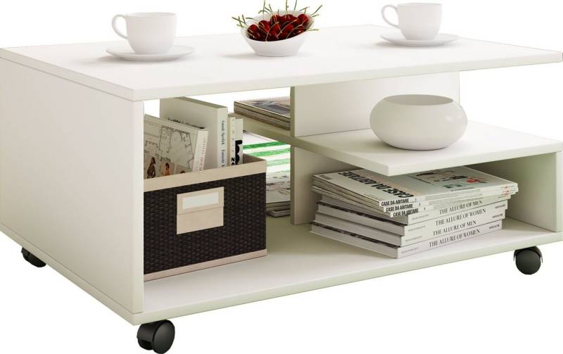 VCM Couchtisch Holz Sofatisch Couchtisch Rollen rollbar Stango L von VCM