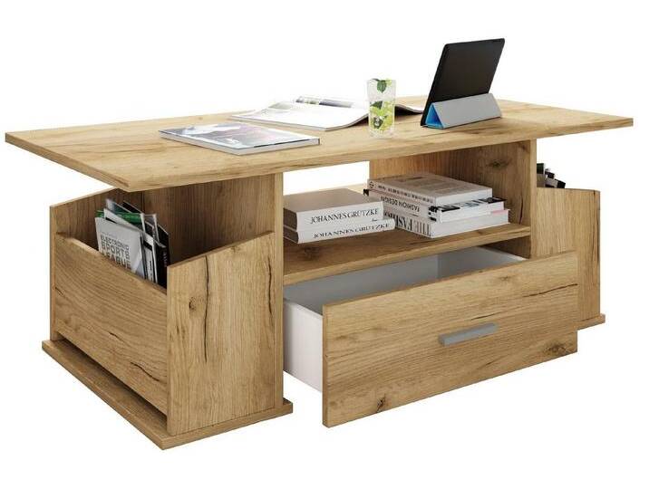 VCM Couchtisch Holz Sofatisch Couchtisch Schublade Junata, braun, Honig-Eiche von VCM