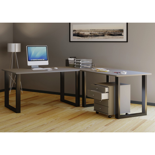 VCM Eck-Schreibtisch »Lona«, BxHxL: 80 x 76 x 190 cm - grau von VCM