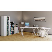 VCM Eck-Schreibtisch "Lona" 190x190x80 X-Füße Weiß/Weiß von VCM