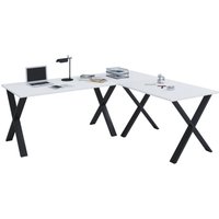 Eck-Schreibtisch "Lona" 220x220x80 X-Füße Weiß/Schwarz von VCM