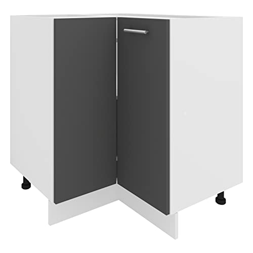 VCM Eckschrank | Höhenverstellbare Füße | Maße H. 82 x B. 76 x T. 76 cm | Küche Unterschrank | Kücheneckschrank - Esilo von VCM