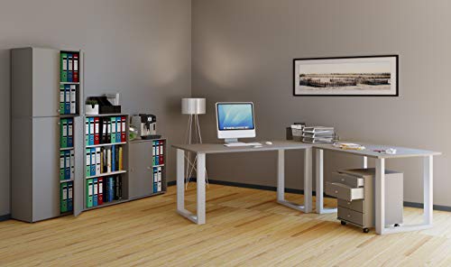 VCM Eckschreibtisch Schreibtisch Computer Winkeltisch Lona 80 U Alu Weiß 220x190x80: Grau von VCM