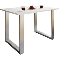 Esstisch "Xona" 140x80 U-Fußgestell Weiß/Silber von VCM