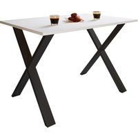 Esstisch "Xona" 140x80 X-Fußgestell Weiß/Schwarz von VCM