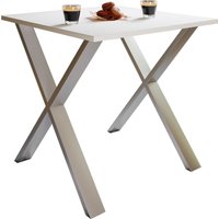 Esstisch "Xona" 80x80 X-Fußgestell Weiß/Silber von VCM