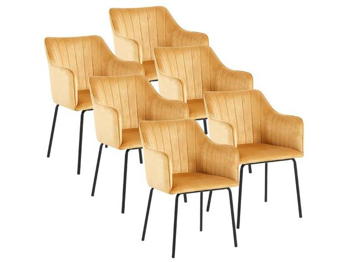 VCM Esszimmerstuhl 6er Esszimmerstühle Küchenstühle Armlehne Valia (Esszimmerstuhl), braun von VCM