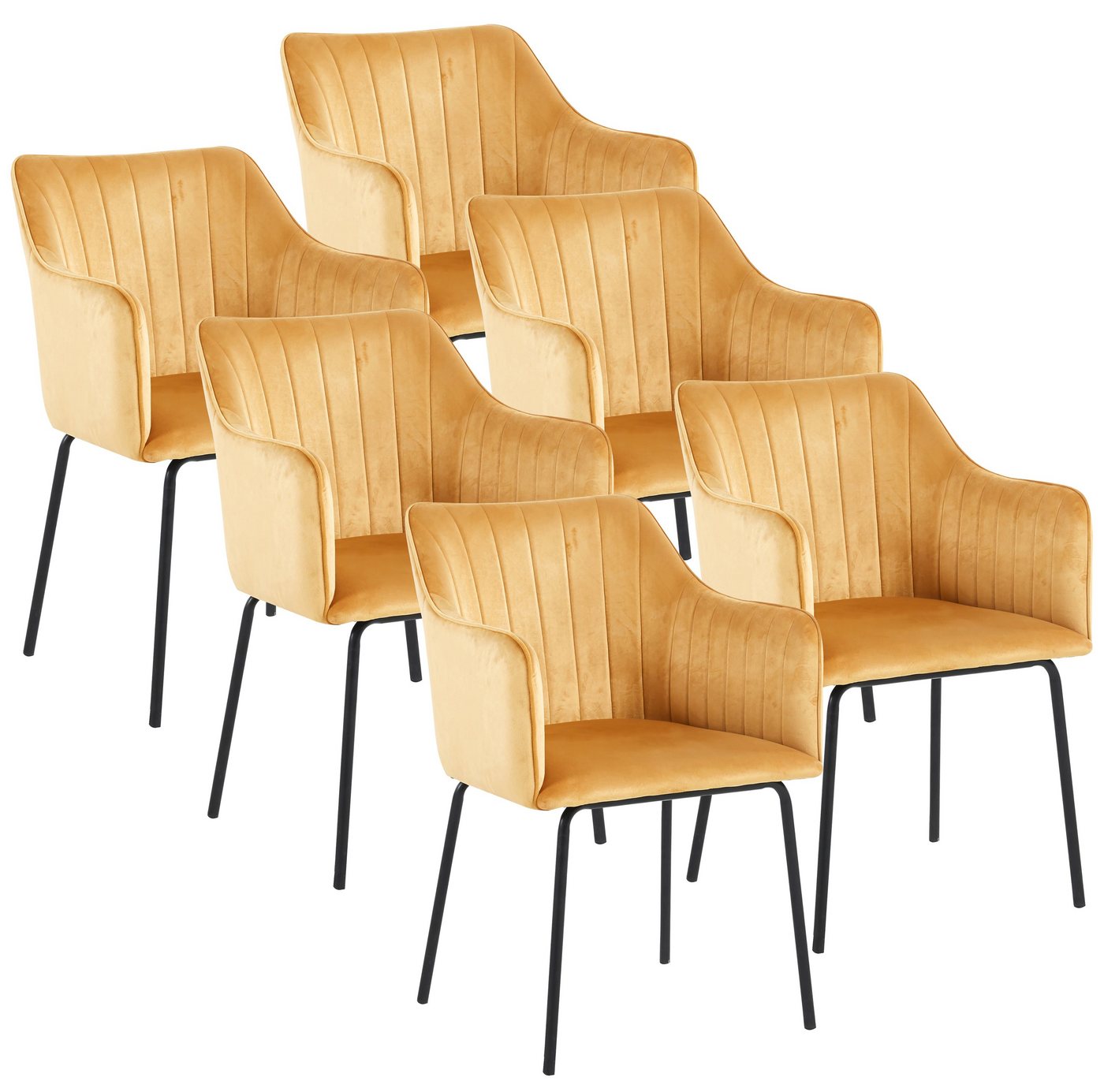 VCM Esszimmerstuhl 6er Esszimmerstühle Küchenstühle Armlehne Valia (Esszimmerstuhl) von VCM