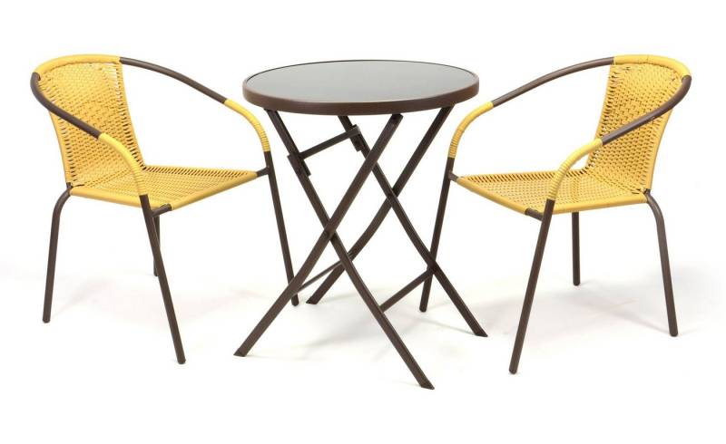 VCM Garten-Essgruppe 3-tlg. Bistroset Balkon Stuhl Tisch Set Beige von VCM