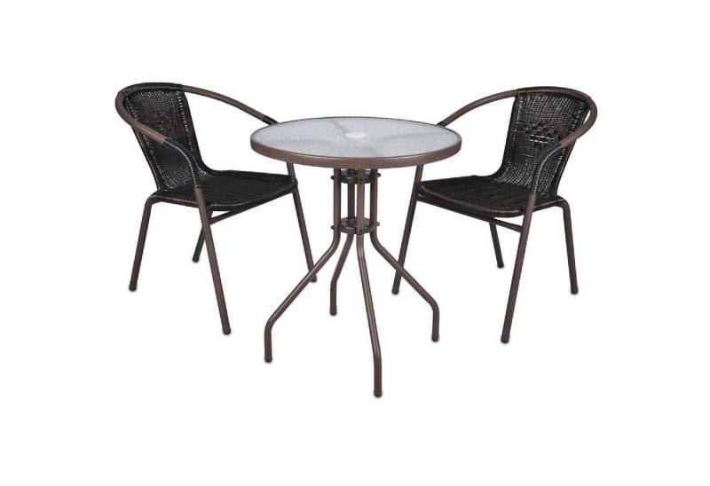 VCM Garten-Essgruppe 3-tlg. Bistroset Balkon Stuhl Tisch Set Braun von VCM