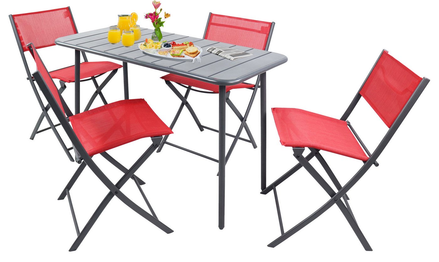 VCM Garten-Essgruppe 5 tlg. Bistroset Balkonset Gartenset Sumila 110x55, (5-tlg) von VCM