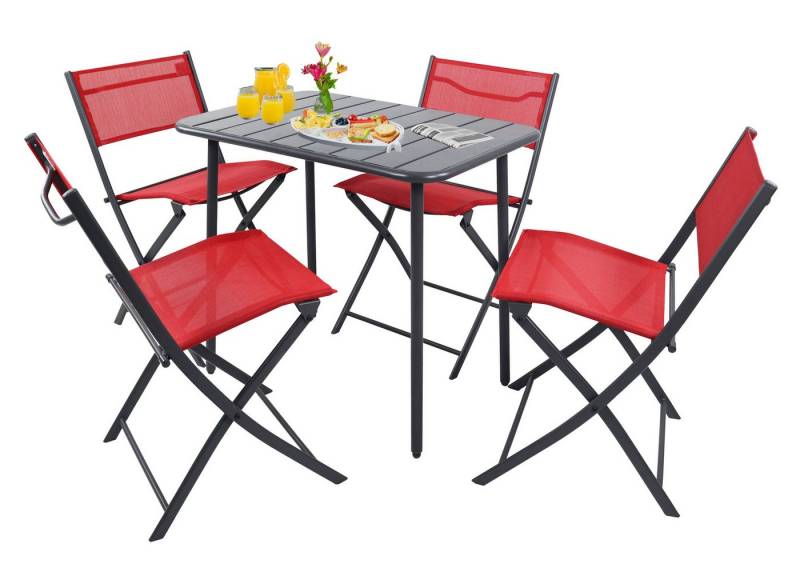 VCM Garten-Essgruppe 5 tlg. Bistroset Balkonset Gartenset Sumila 80x55 von VCM