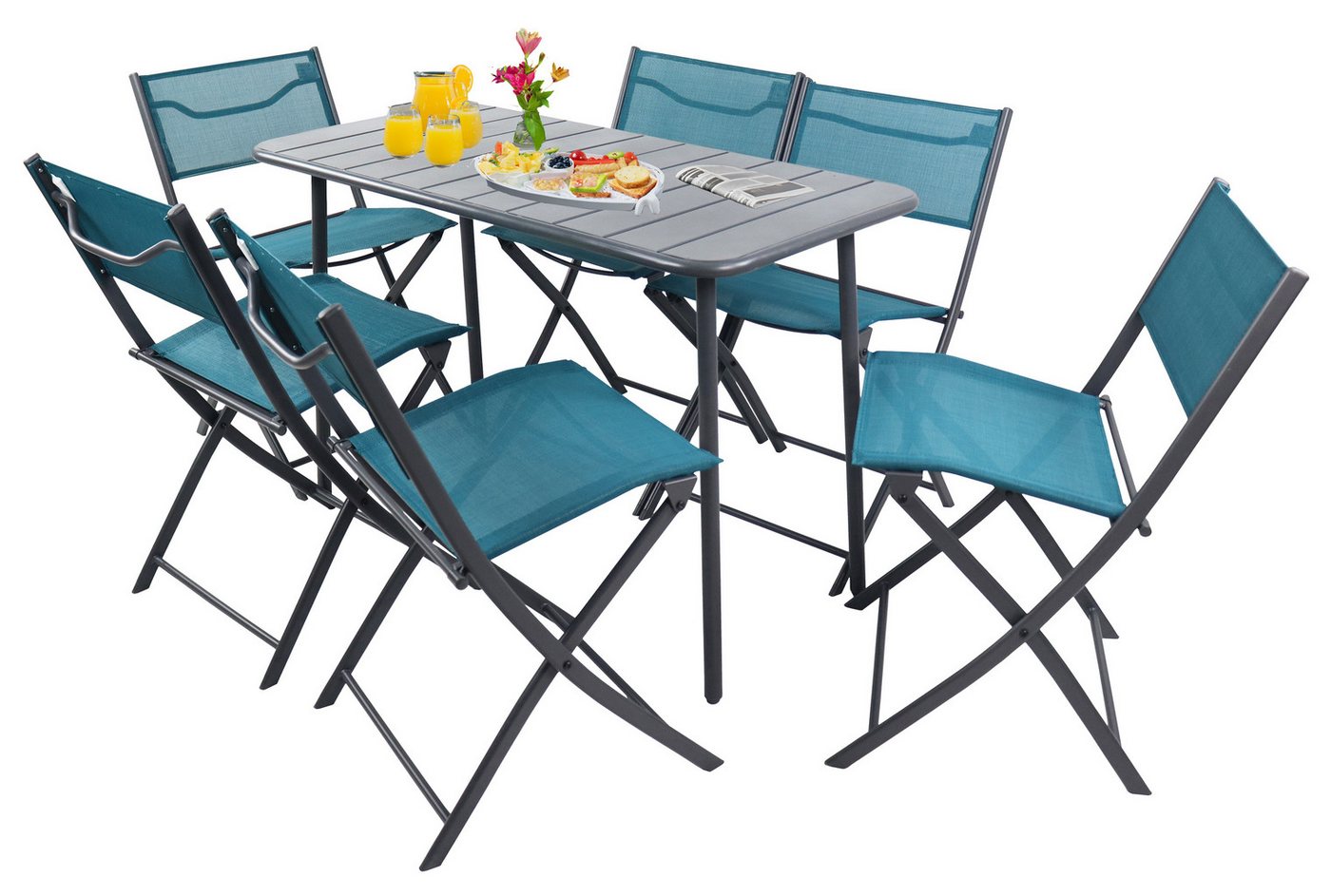 VCM Garten-Essgruppe 7 tlg. Bistroset Balkonset Gartenset Metall Sumila, (7-tlg) von VCM