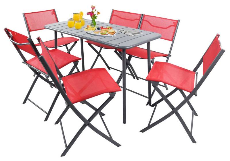 VCM Garten-Essgruppe 7 tlg. Bistroset Balkonset Gartenset Metall Sumila von VCM