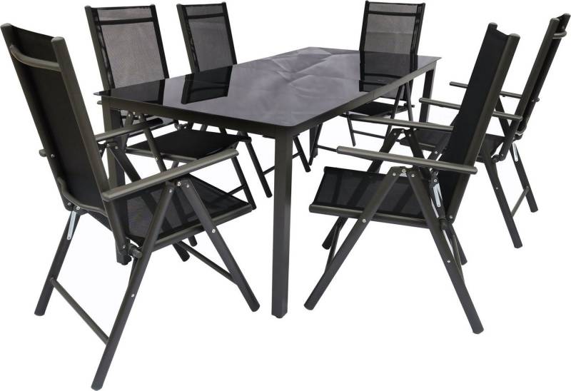 VCM Garten-Essgruppe Alu Glas Gartenset Sitzgruppe Tisch Stühle 190 SW, (7-tlg) von VCM