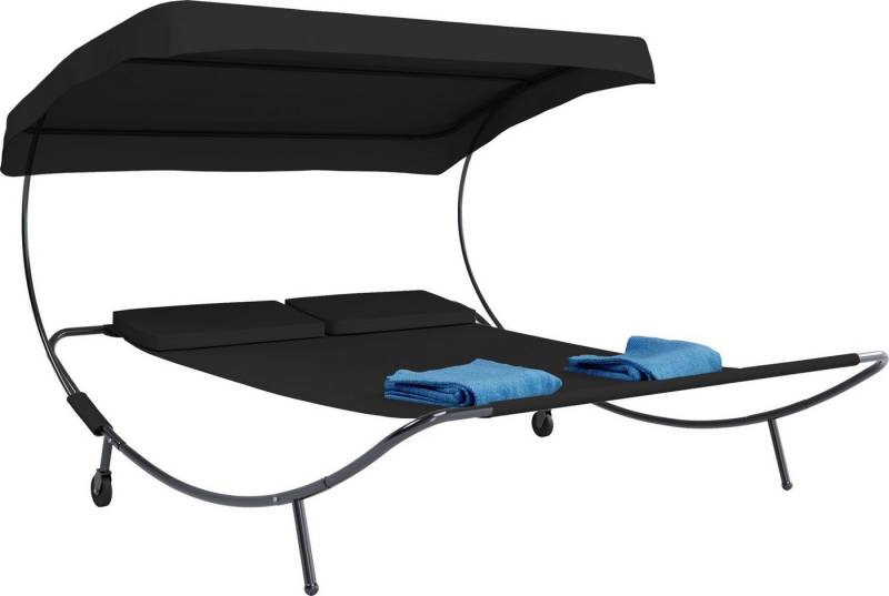 VCM Gartenliege Doppel Gartenliege Zweier Sonnenliege Dach Bindox von VCM