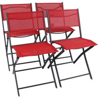 VCM Gartenstuhl 4er Set Sumila rot Metall B/H/L: ca. 45x79x46 cm von VCM