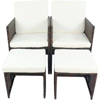 VCM Gartenstuhl 4er Set braun Rattan B/H/L: ca. 53x84x53 cm von VCM