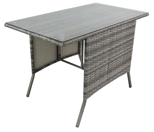 VCM Gartentisch | Tisch aus Rattan mit Glasplatte | Maße ca. H. 74 x B. 114 x T. 64 cm | Gartentisch | Gartenmöbel – Raloso 114x64 von VCM