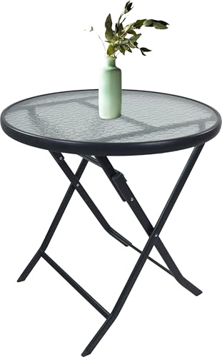 VCM Gartentisch klappbar | Balkontisch rund | Maße ca. H. 70 x B. 70 x T. 70 cm | Klapptisch | Balkontisch Gartenmöbel – Sonlas 70 cm Ø von VCM