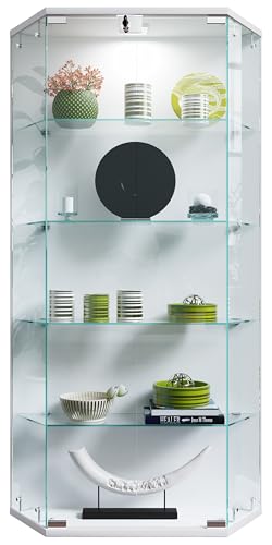 VCM Glasvitrine hängend | Vitrine Glas mit ESG-Sicherheitsglas | Modern und platzsparend | Maße ca. H. 114 x B. 83 x T. 17 cm | Hängevitrine Glas | Benila L von VCM