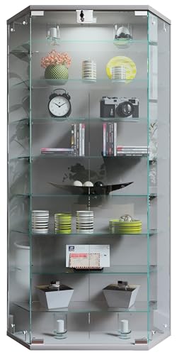 VCM Glasvitrine hängend | Vitrine Glas mit ESG-Sicherheitsglas | Maße ca. H. 114 x B. 83 x T. 17 cm | Hängevitrine Glas | Modern und platzsparend | Glas Vitrinenschrank - Benila XL von VCM