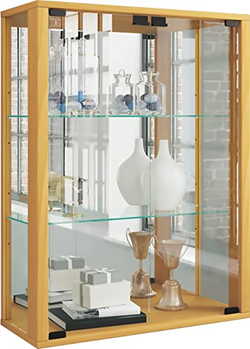 VCM Glasvitrine hängend | Vitrine Glas mit ESG-Sicherheitsglas | Maße ca. H. 80 x B. 60 x T. 25 cm | Hängevitrine Glas | Modern und platzsparend | Glas Vitrinenschrank - Udina Spiegel von VCM