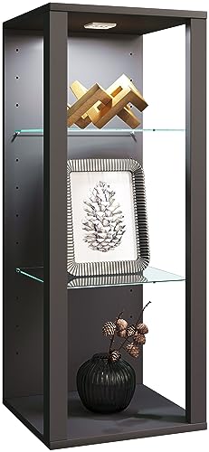 VCM Glasvitrine hängend | Vitrine Glas mit ESG-Sicherheitsglas | Maße ca. H. 90 x B. 35 x T. 35 cm | Hängevitrine Glas | Modern und platzsparend | Glas Vitrinenschrank - Glasol MW von VCM