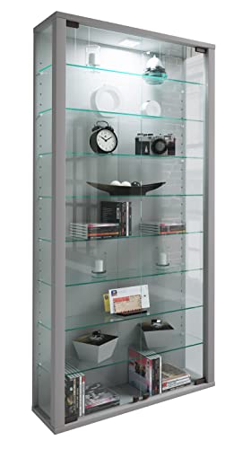 VCM Glasvitrine hängend | Vitrine Glas mit ESG-Sicherheitsglas | Maße: H. 114 x B. 59 x T. 18 cm | Hängevitrine Glas | Modern und platzsparend | Glas Vitrinenschrank - Vitrosa Maxi von VCM