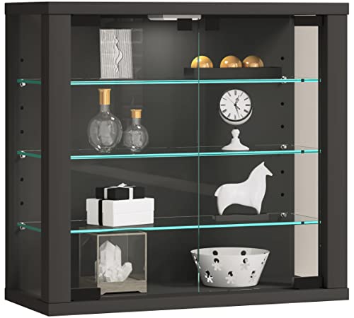 VCM Glasvitrine hängend | Vitrine Glas mit ESG-Sicherheitsglas | Maße: H. 40 x B. 43 x T. 18 cm | Hängevitrine Glas | Modern und platzsparend | Glas Vitrinenschrank - Vitrosa S von VCM