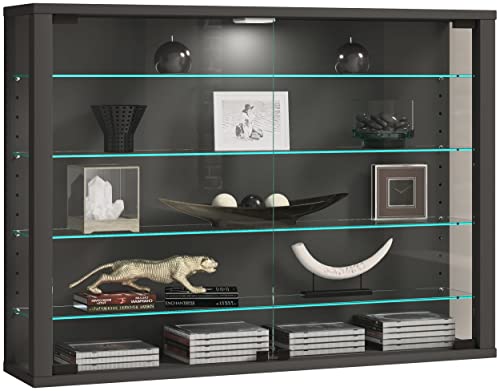 VCM Glasvitrine hängend | Vitrine Glas mit ESG-Sicherheitsglas | Maße: H. 60 x B. 83 x T. 18 cm | Hängevitrine Glas | Modern und platzsparend | Glas Vitrinenschrank - Vitrosa L von VCM
