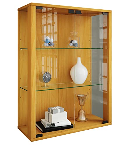Udina Buche Glasvitrine hängend | Vitrine mit ESG-Sicherheitsglas | Maße: H. 80 x B. 60 x T. 25 cm | Modern und platzsparend | Hängevitrine von VCM