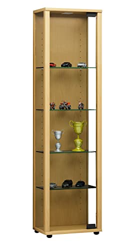VCM Glasvitrine stehend | Vitrine Glas mit ESG-Sicherheitsglas | Maße ca. H. 115 x B. 33 x T. 18 cm | Standvitrine Glas | Modern und platzsparend | Glas Vitrinenschrank – Edana Mini von VCM