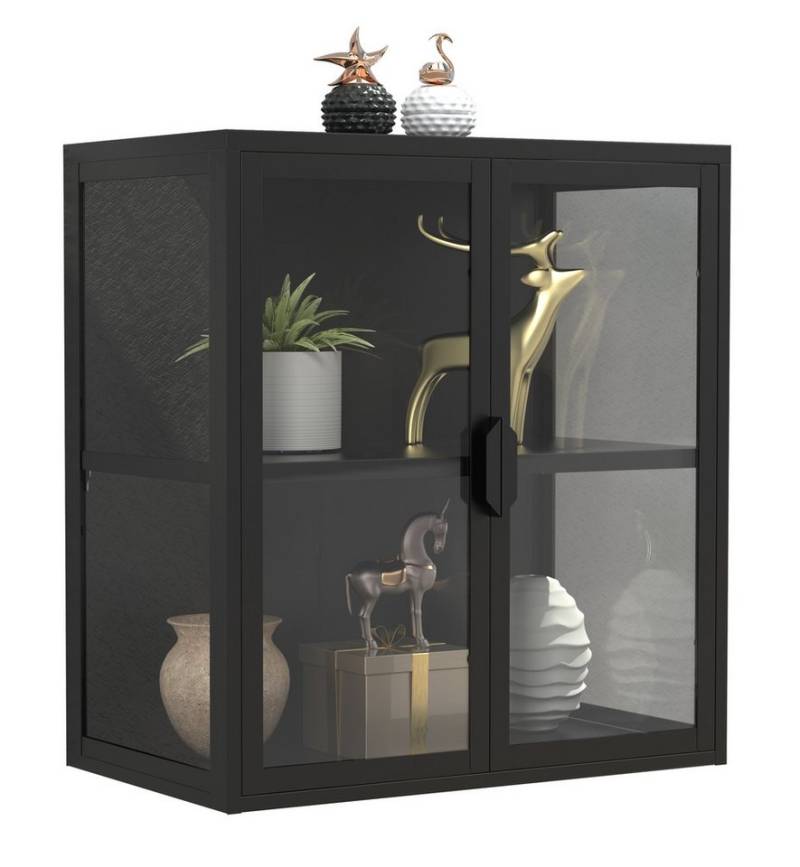 VCM Hängevitrine Stahl Wandvitrine Hängevitrine Vitrine Glas Flokas von VCM