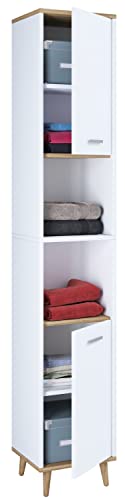 VCM Holz Badezimmerschrank | Badmöbel | Stand Badschrank | Badezimmer | Hochschrank | Maße ca. H. 181 x B. 32 x T. 28 cm - Landos von VCM