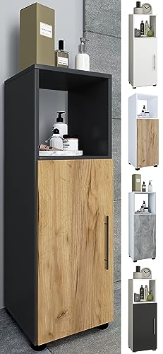 VCM Holz Badmöbel Midischrank Badregal Badschrank Badezimmer Möbel Regal Flandu Weiß/Honig-Eiche von VCM